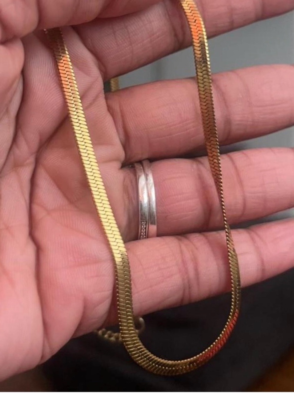 Gold Herringbone Chain Necklace - Elegant Women's Jewelry